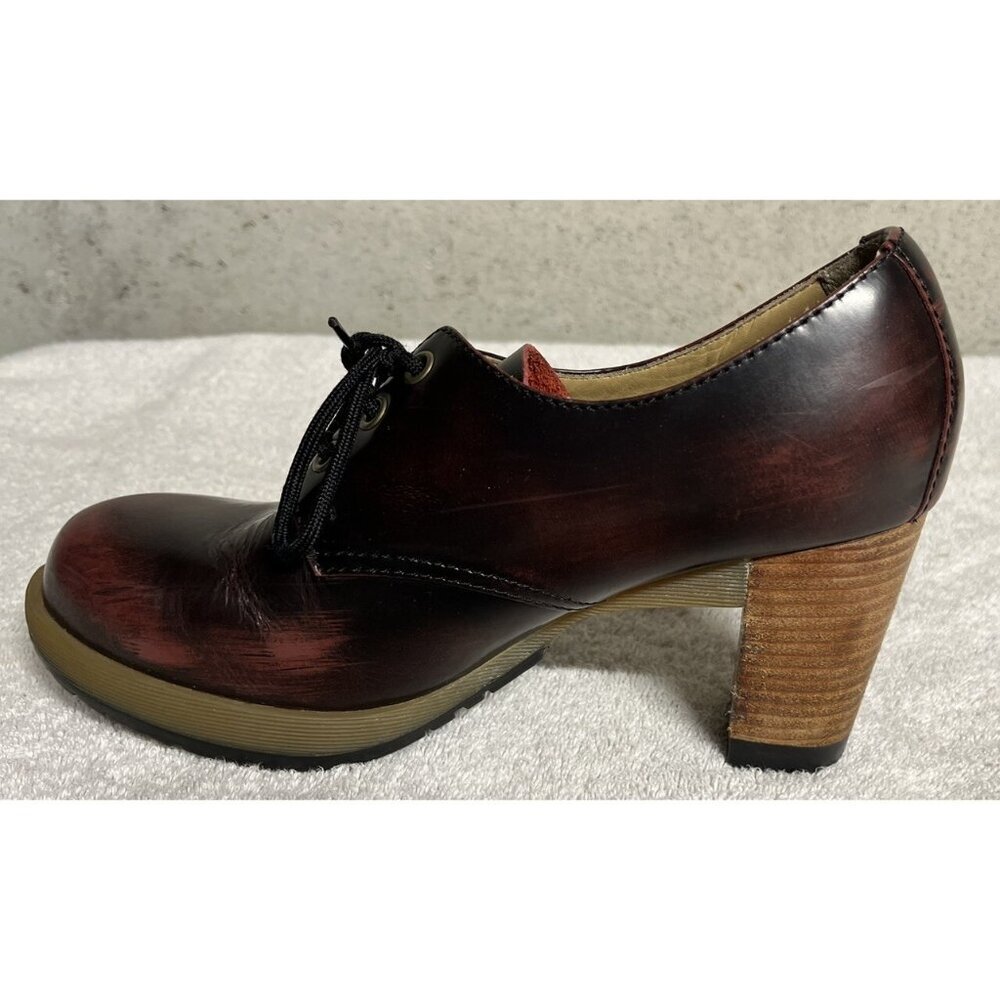 Dr. Doc Martens Danielle Heeled Booties Oxfords Women US 6 Burgundy Red Oxblood - Picture 5 of 12